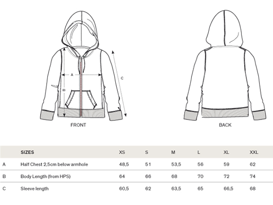 size chart men sweat-shirt