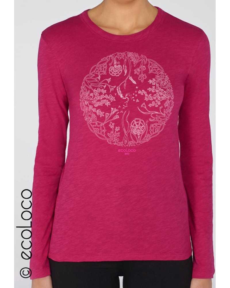 T shirt bio femme ROUE DE VIE Mandala France artisan vegan ecologique