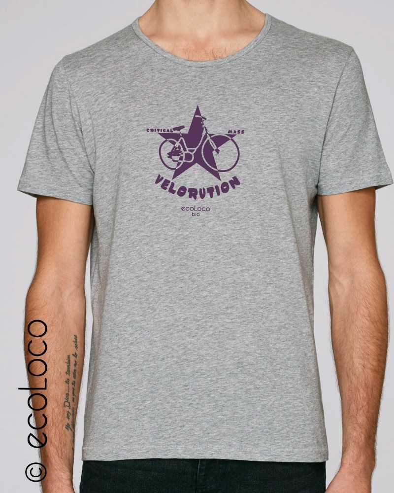T shirt bio VELORUTION cycle France artisan pour transport écologique ecologique