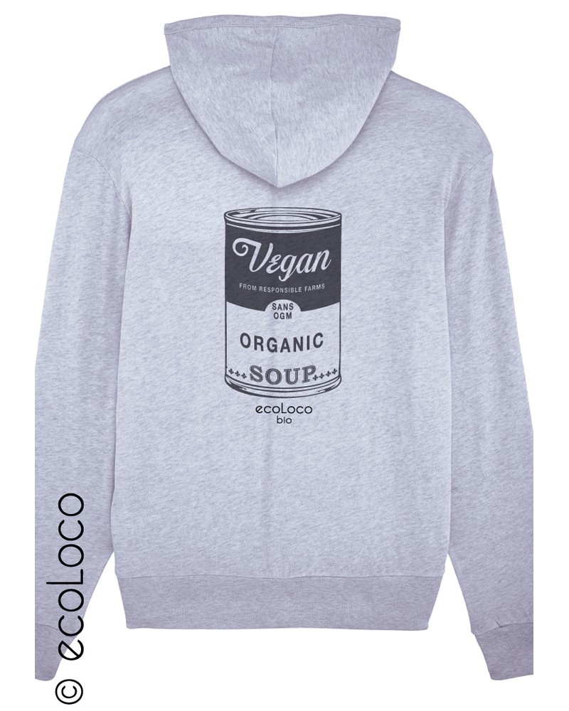 Sweatshirt bio Vegan hood zippé éthique équitable France artisan sportwear ecologique