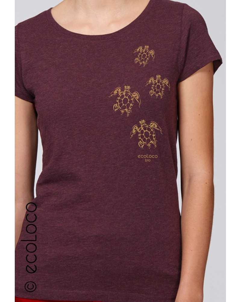 T shirt bio femme TORTUES MAORI France artisan éthique vegan ecologique