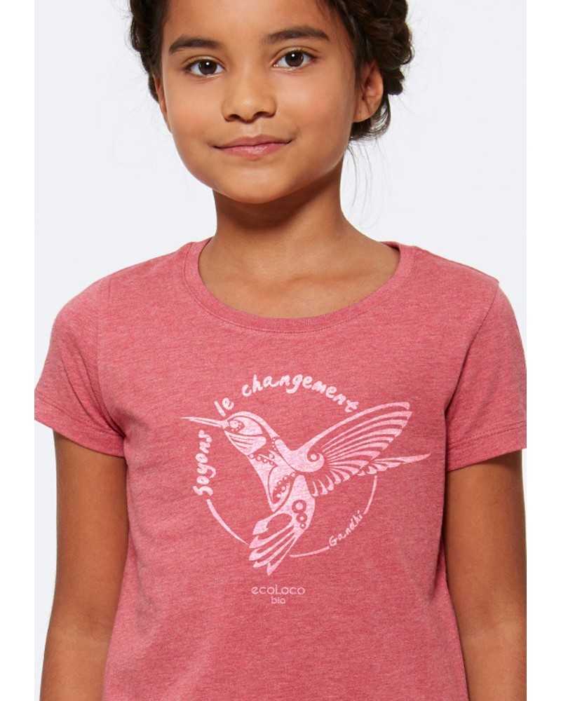 T shirt bio enfant COLIBRI artisan éthique ecologique