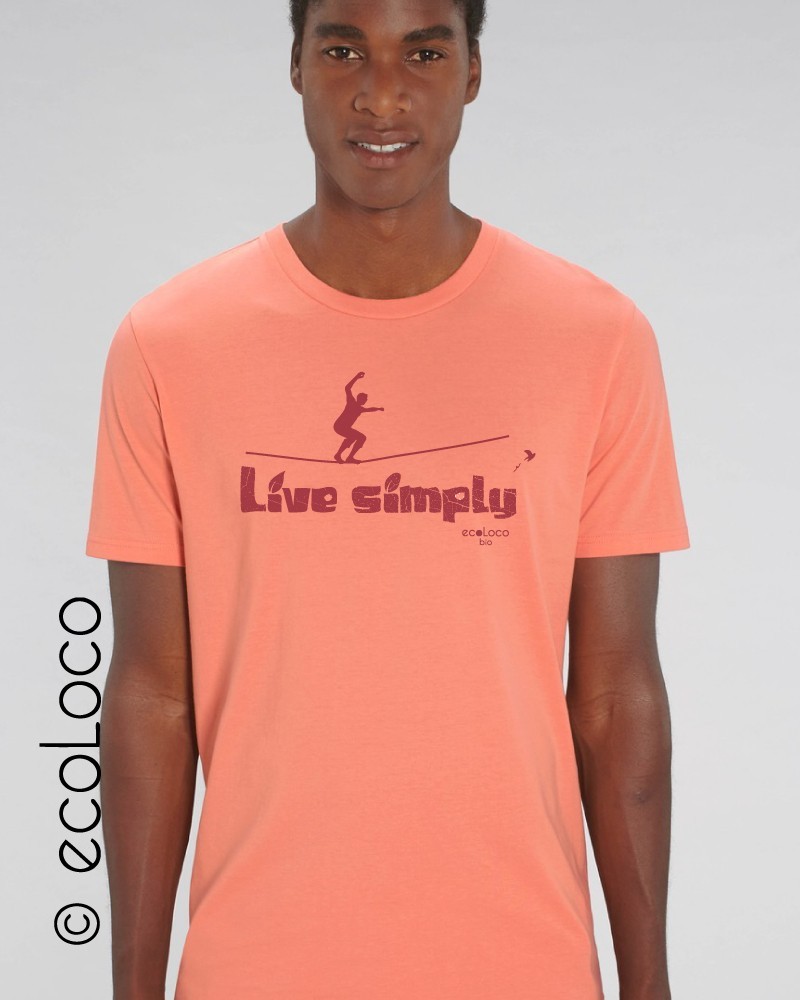 T shirt bio LIVE SIMPLY slackline France artisan équitable vegan ecologique