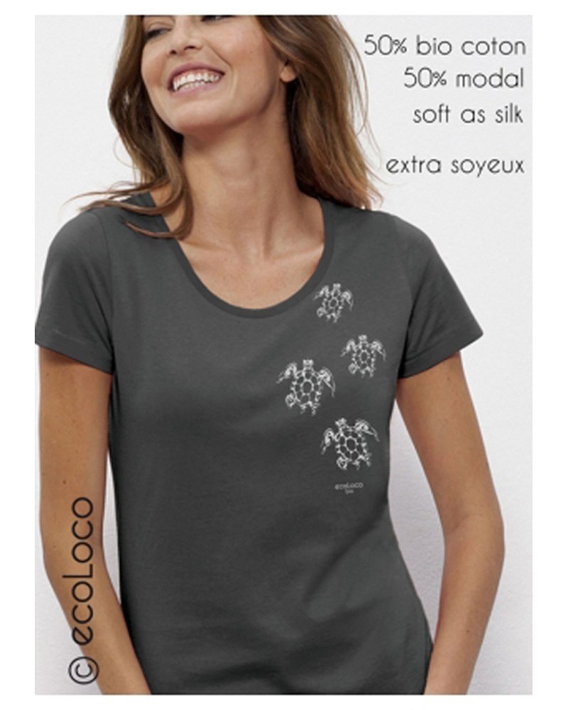 T shirt bio TORTUES MAORI modal France artisan vegan ecologique