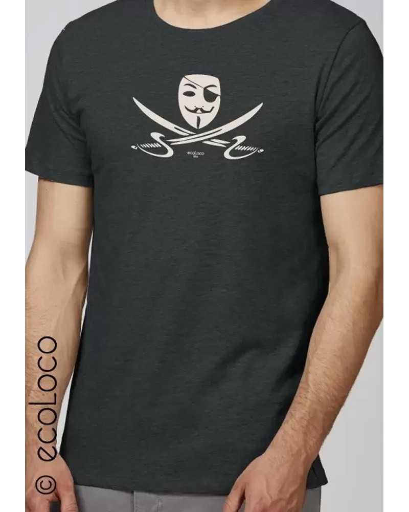 T shirt bio PIRATE artisan de France engagé équitable vegan ecologique