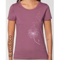 Organic plum T shirt DANDELION fairtrade craftsman France vegan