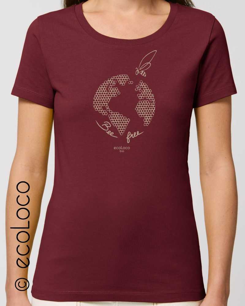 T shirt bio femme BEE FREE abeilles libres France artisan ecologique