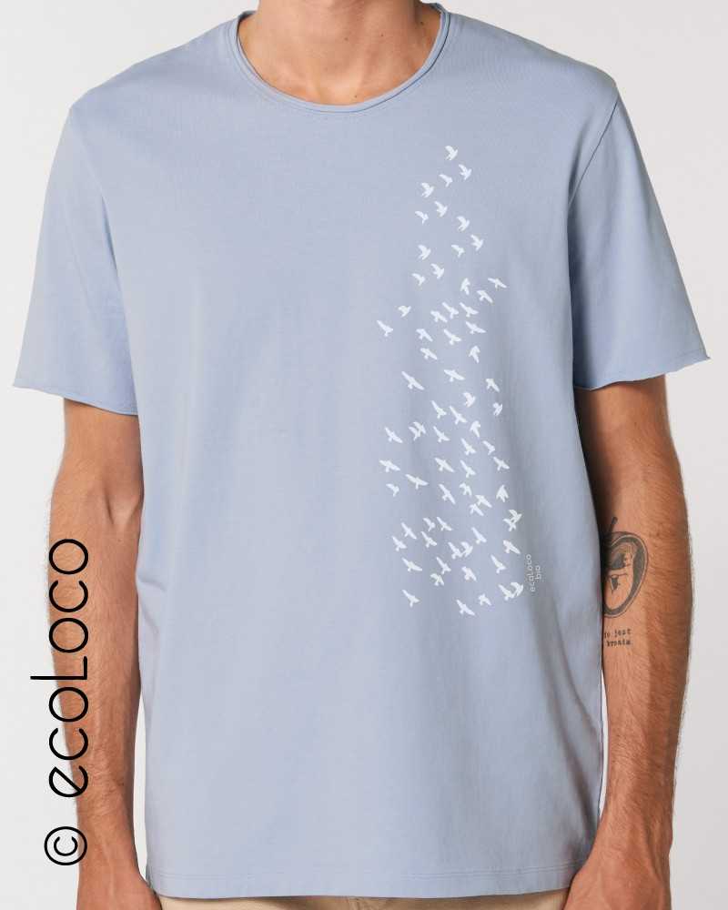 T shirt bio ENVOL oiseau France artisan équitable vegan ecologique