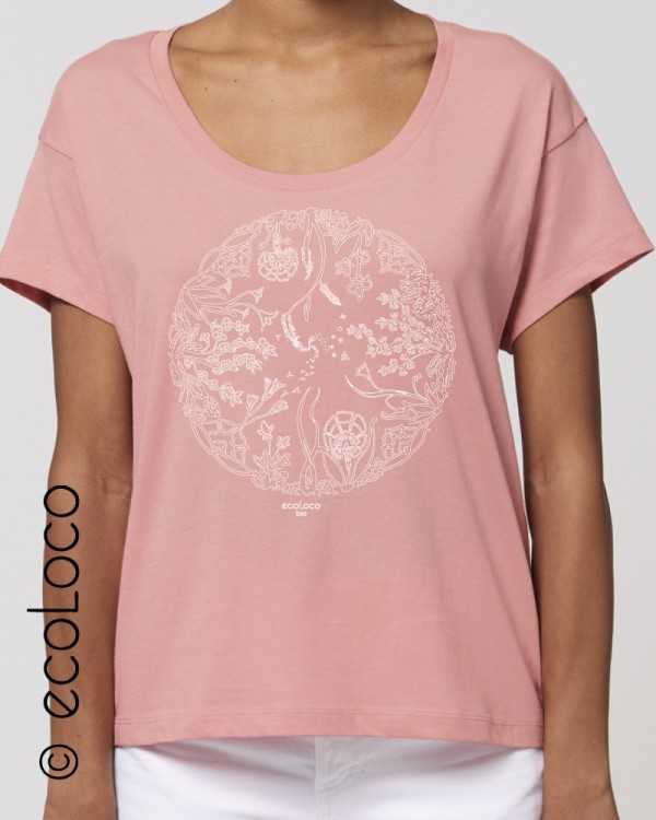 T shirt bio ROUE DE VIE mandala France artisan éthique vegan ecologique