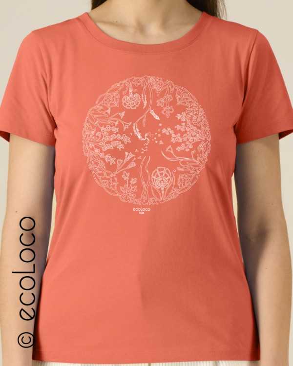 T shirt bio femme ROUE DE VIE Mandala ecoLoco France artisan vegan ecologique
