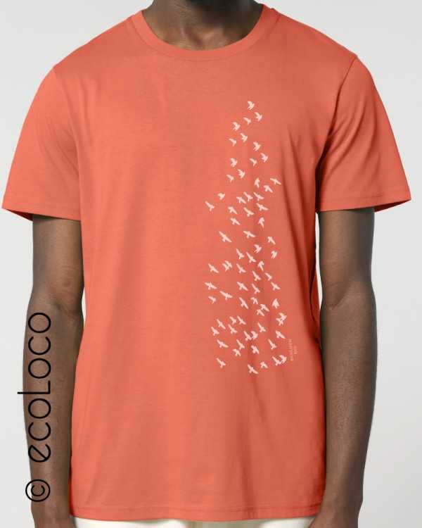 T shirt bio ENVOL oiseau France artisan équitable vegan ecologique