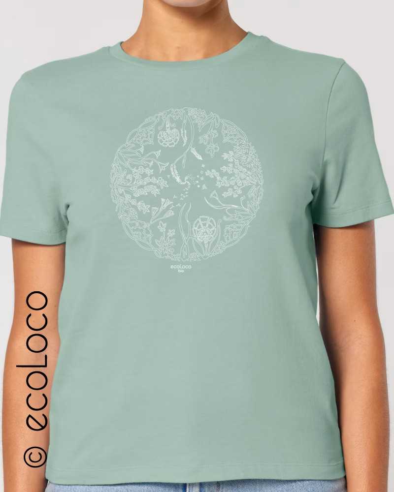 Bio T-Shirt WHEEL OF LIFE gelb Frankreich ethischer Handwerker Vegan Fair Wear