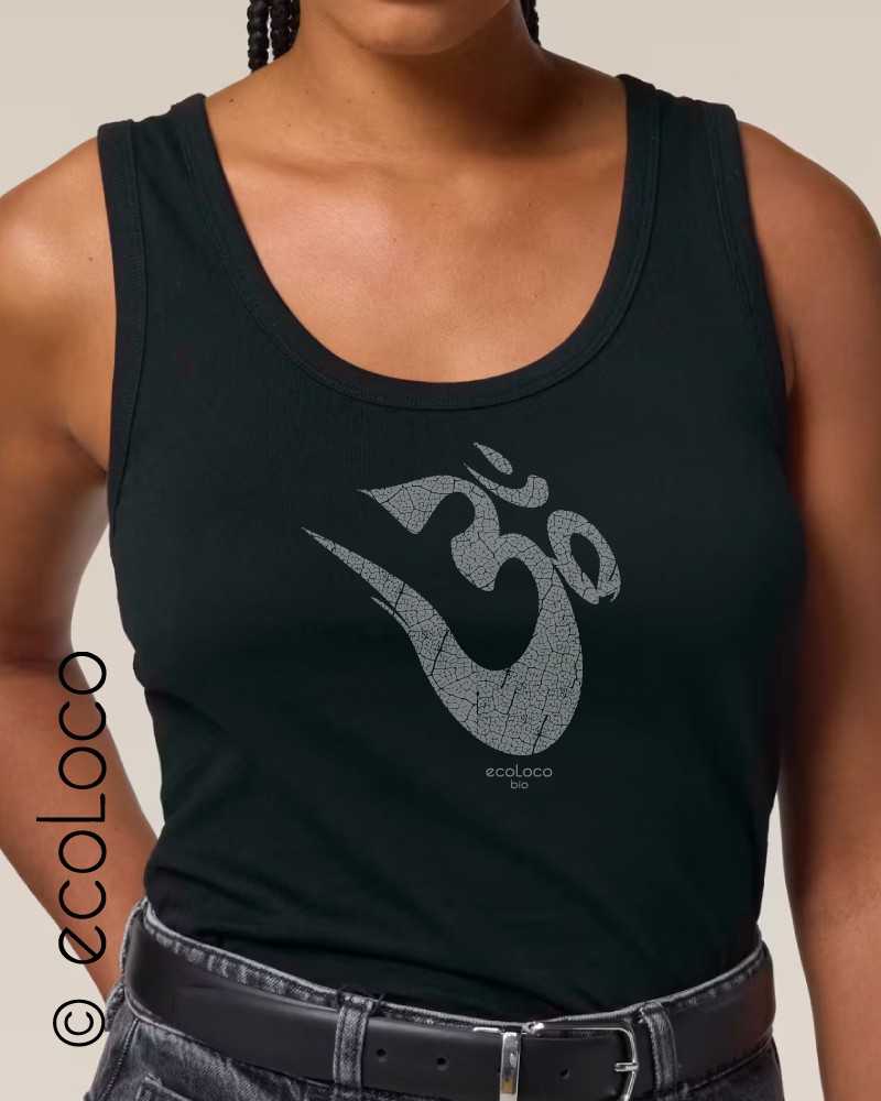 Organic tank top OM YOGA MANTRA meditation Fair trade organic clothing France