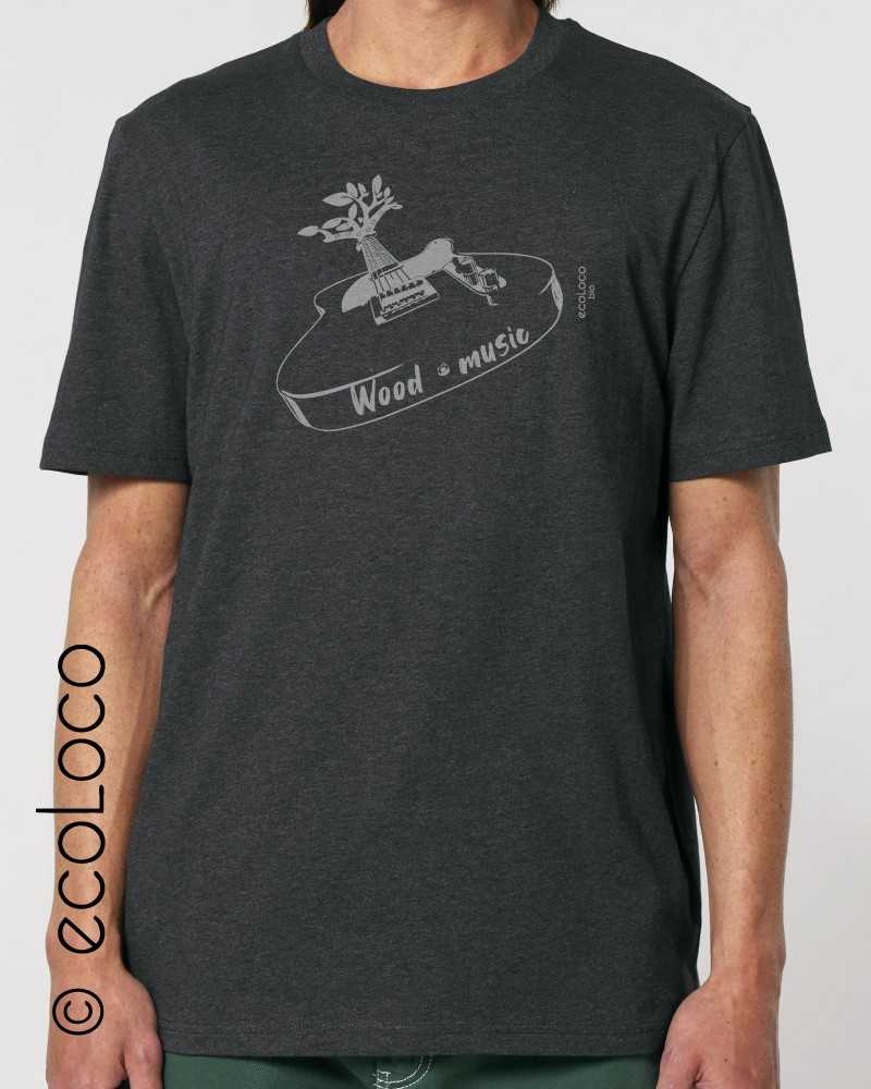T shirt bio WOOD MUSIC t shirt de scene ecoLoco équitable France artisan ecologique