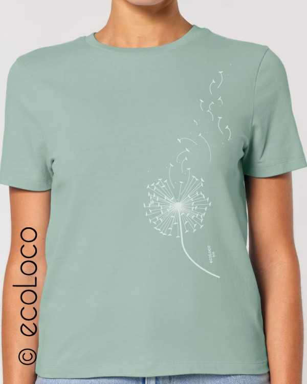 T shirt bio femme ecoLoco PISSENLIT France artisan éthique vegan ecologique
